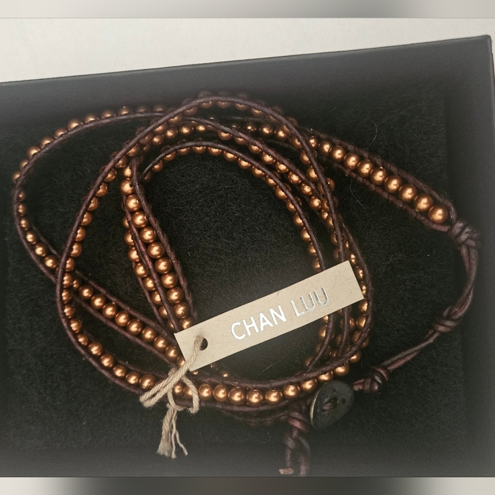 Chan Luu Black and Gold Beaded Wrap Bracelet